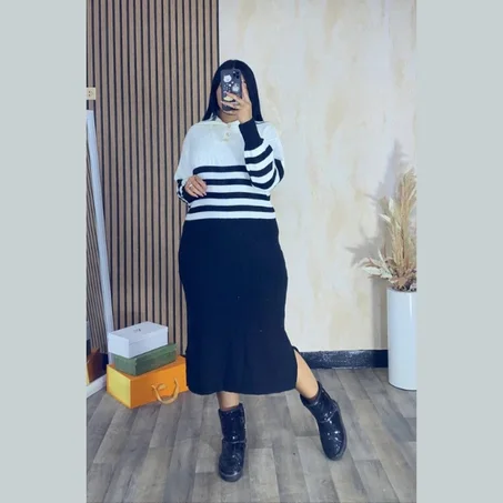 كسوة طويلة بلوك عصري و توب قطني ممتاز