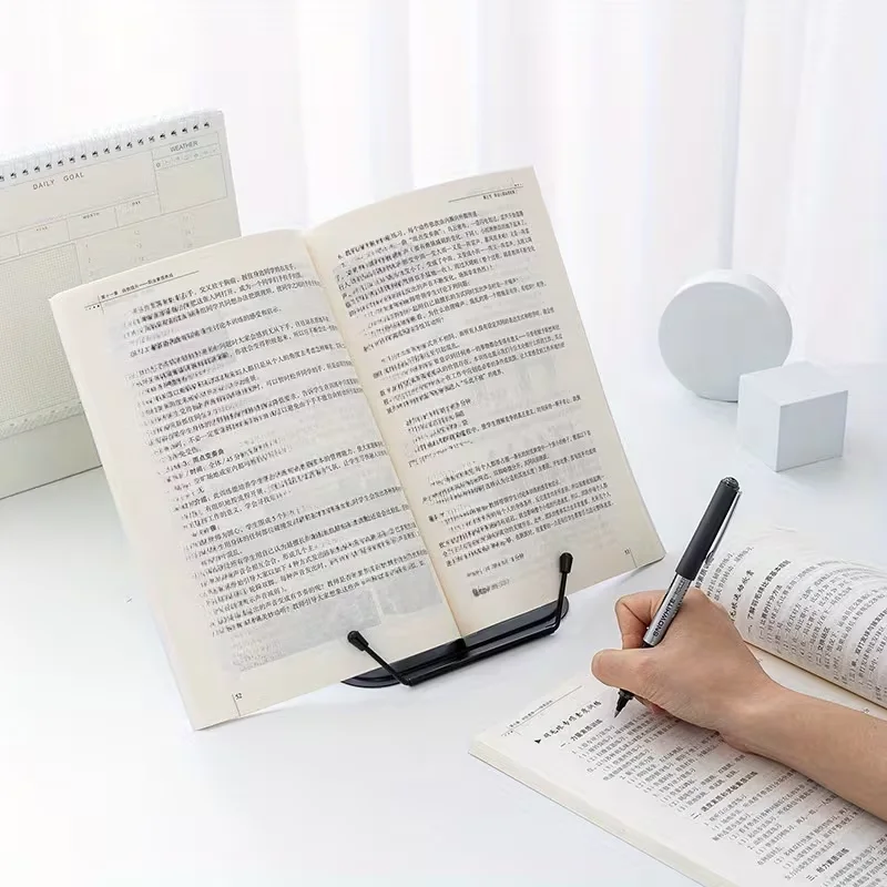 estante de hierro ajustable y plegable para escritorio - soporte portátil para lectura y escritura para libros, teléfonos, tabletas - acabado pintado, forma rectangular - ideal para uso en el hogar y  , organizador de   en el hogar | accesorio de escritorio elegante | soporte de metal  , soportes para libros de escritorio Detalles del producto 2