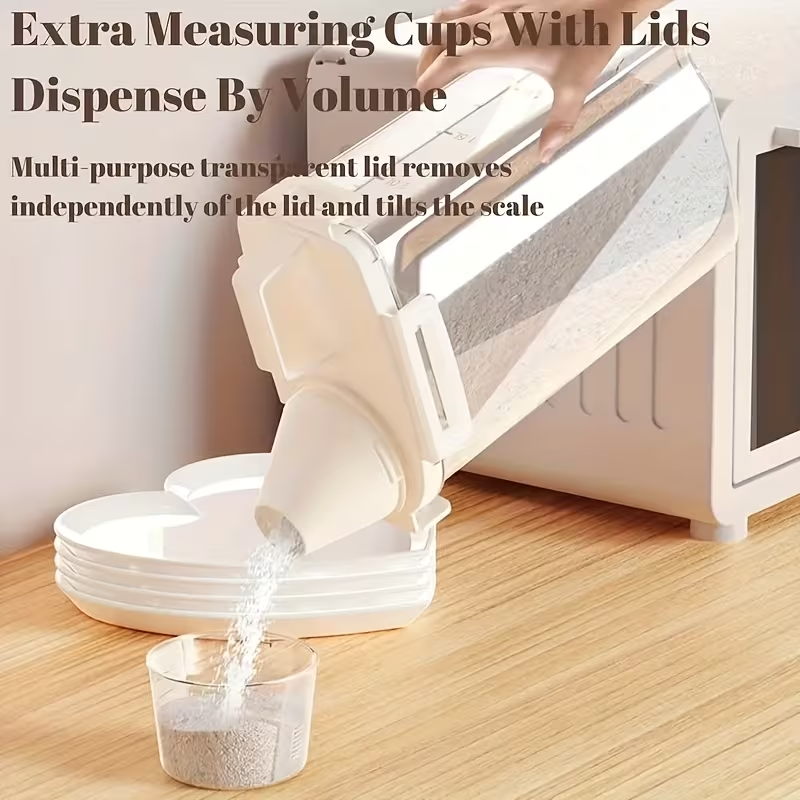 contenedor de almacenamiento de alimentos con    ; es a prueba de fugas y humedad, ideal para organizar  ,    ,   y arroz en la cocina;   en material pe   Detalles del producto 3