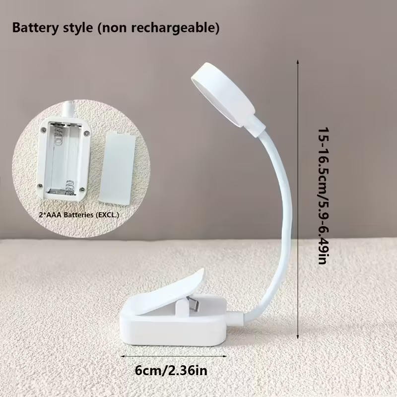 1 luz de lectura led portátil con clip, tres temperaturas de color, presión larga para , carcasa o negra, lámpara de lectura mini y para mesita de noche - pilas no incluidas, luz led con clip, ideal para luz de libro, luz de lectura, luz nocturna para dormitorio Detalles del producto 6