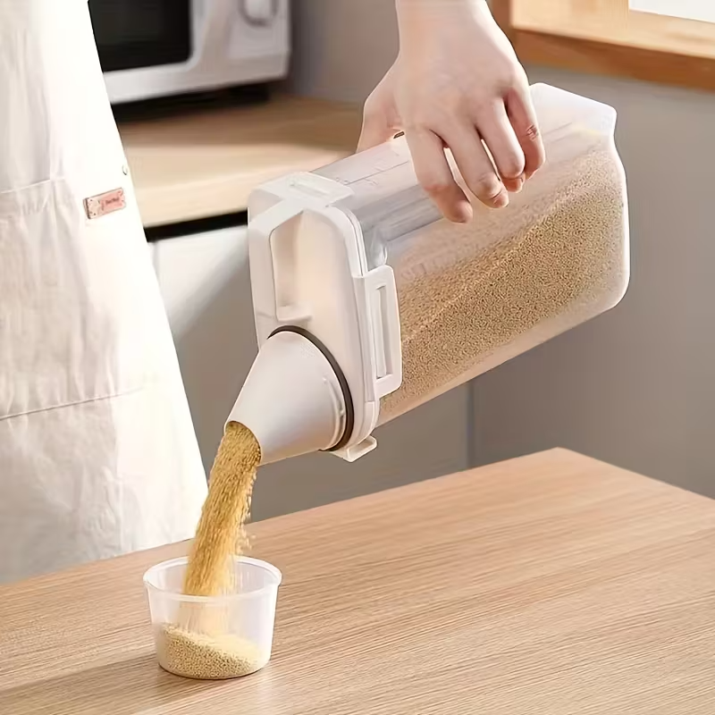 contenedor de almacenamiento de alimentos con    ; es a prueba de fugas y humedad, ideal para organizar  ,    ,   y arroz en la cocina;   en material pe   Detalles del producto 8