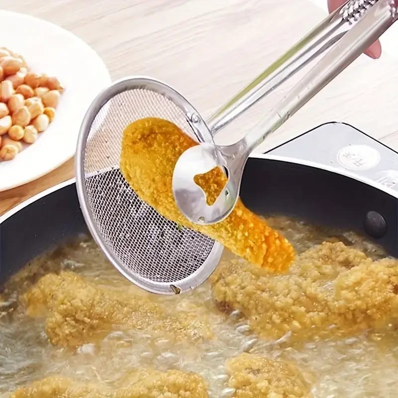Un par de pinzas de acero inoxidable para la cocina - una herramienta versátil y fácil de limpiar para cocinar y freír comidas más saludables, esencial para la cocina al aire libre y reunione