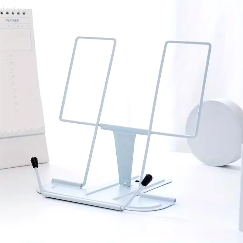 Estante de hierro ajustable y plegable para escritorio - Soporte portátil para lectura y escritura para libros, teléfonos, tabletas