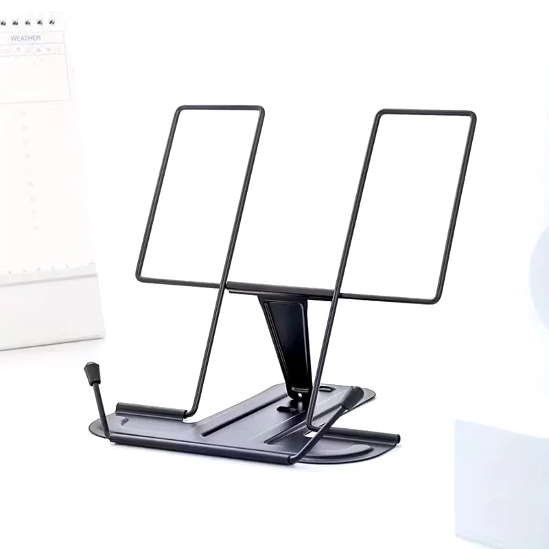 Estante de hierro ajustable y plegable para escritorio - Soporte portátil para lectura y escritura para libros, teléfonos, tabletas