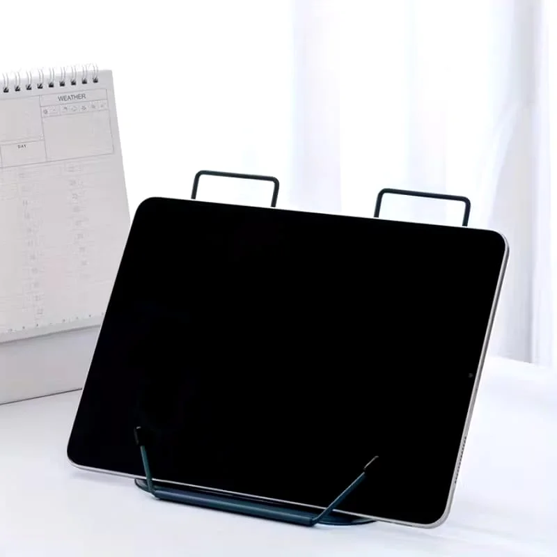 Estante de hierro ajustable y plegable para escritorio - Soporte portátil para lectura y escritura para libros, teléfonos, tabletas