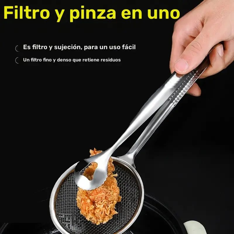 Un par de pinzas de acero inoxidable para la cocina - una herramienta versátil y fácil de limpiar para cocinar y freír comidas más saludables, esencial para la cocina al aire libre y reunione