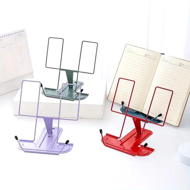 Estante de hierro ajustable y plegable para escritorio - Soporte portátil para lectura y escritura para libros, teléfonos, tabletas