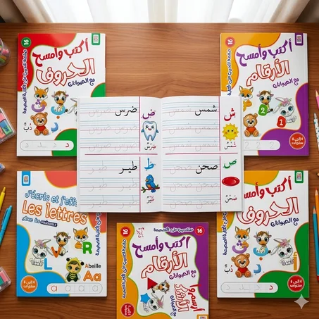 مجموعة أكتب و امسح لتعلم الخط للاطفال✅