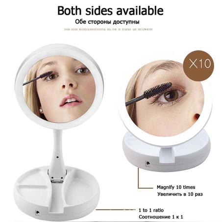 Miroir Lumineux & Pliable à Double Faces (Normal+Zoom)