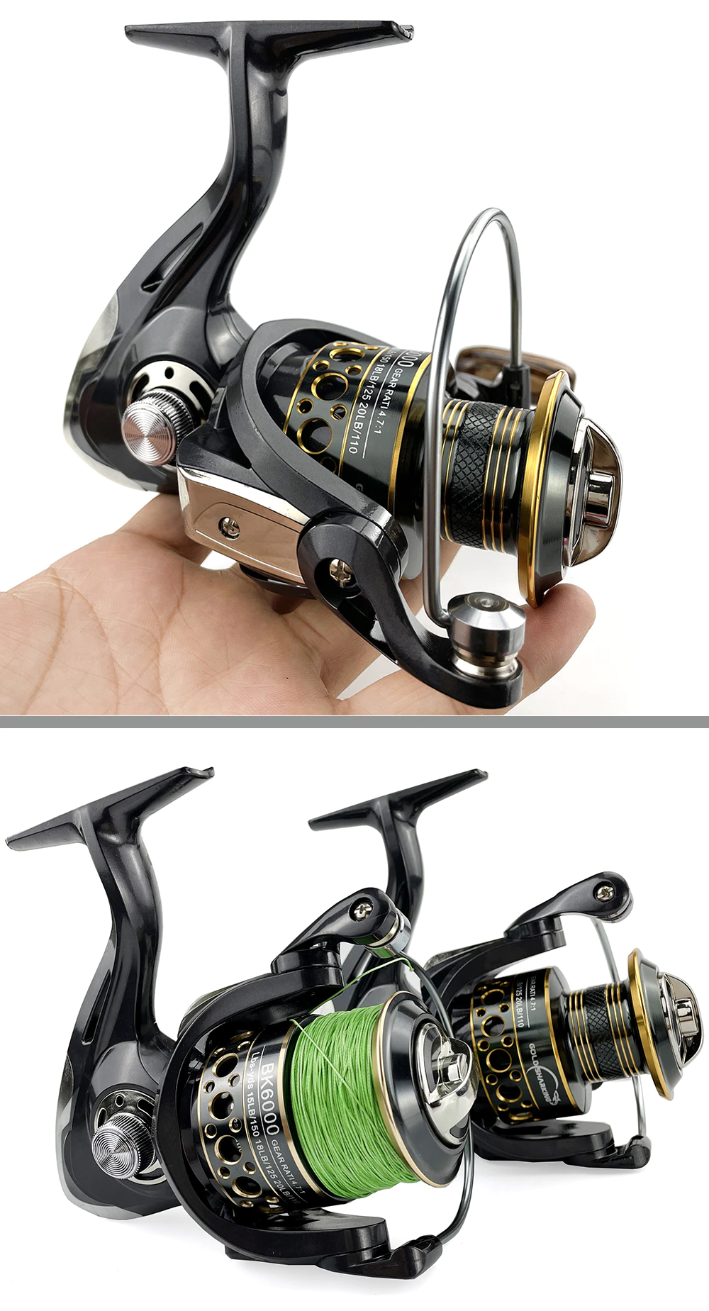 Cool 12BB Ball Bearings Portable Left/Right Metal Spinning Reel YB2000-7000 