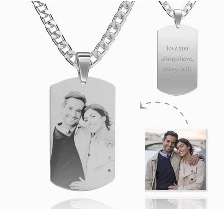 Collier personnalisé avec gravure Photo ou texte
