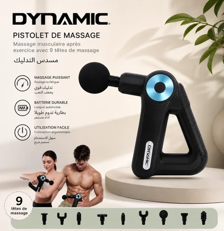 Dynamic Pistolet de Massage avec 9 Têtes
