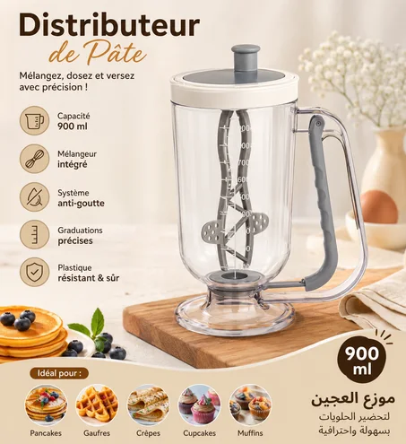 Distributeur de Pâte 900ml – Doseur à Pancakes-موزع العجين 900 مل