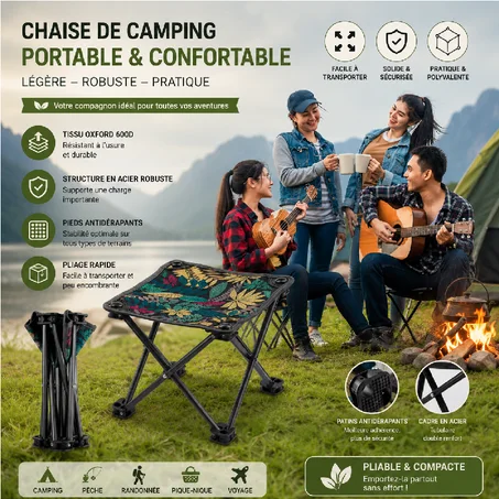 Chaise de Camping Pliante Portable – كرسي تخييم قابل للطي محمول