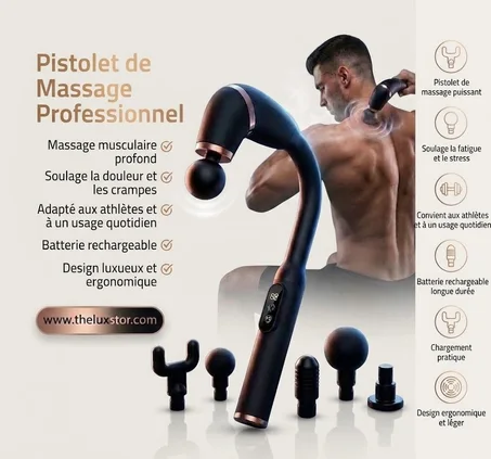 جهاز تدليك احترافي بمقبض ممتد للظهر والجسم - Appareil de Massage Électrique Sans Fil 20W