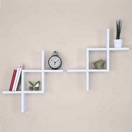 Etagères croisées a deux, Etagères Salon ,Chambre, Décoration Murale Au Maroc