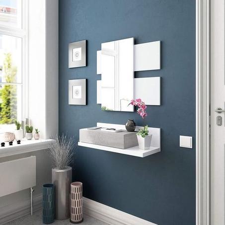 Meuble d'entrée suspendu avec 1 tiroir et miroir