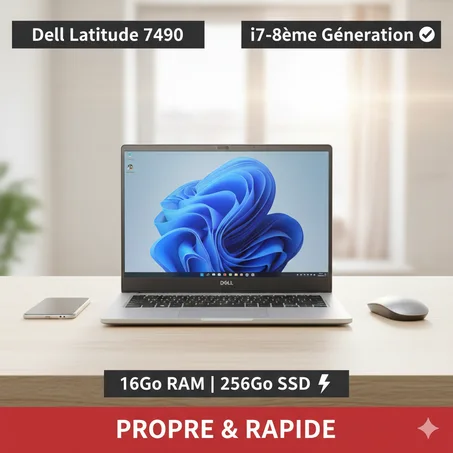 Dell Latitude 7490 i7 8ème Gén | 16Go RAM - 256Go SSD - État Propre
