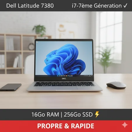 Dell Latitude 7380 i7 7ème Gén | 16Go RAM - 256Go SSD - État Propre