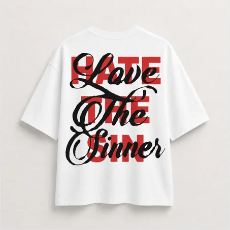 "LOVE THE SINNER "-  White T-shirt