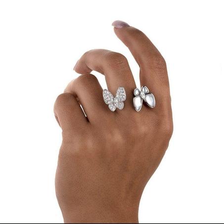 Bague Van cleef papillon en acier inoxydable
