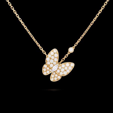 Collier Van cleef papillon strass doré en acier inoxydable