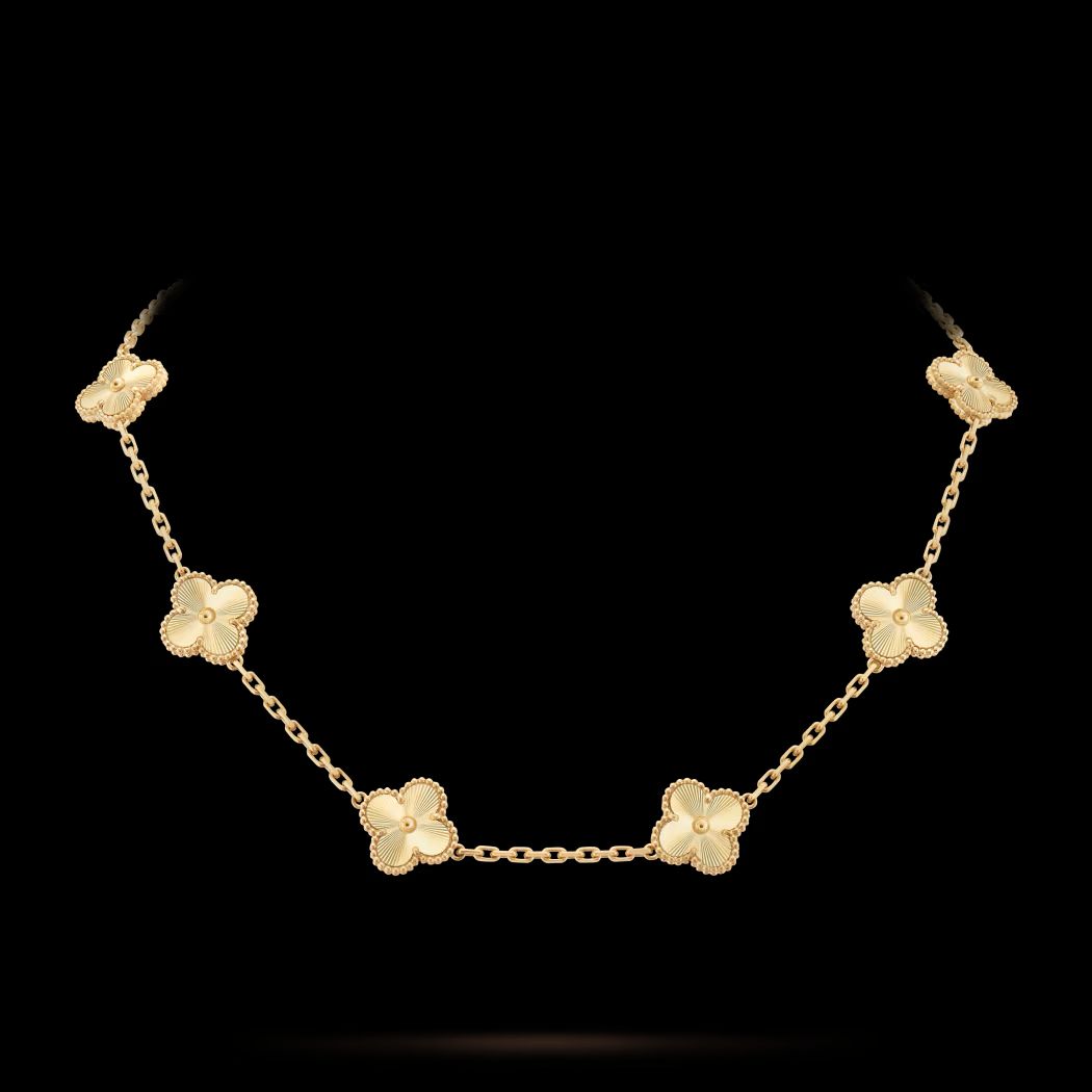 Collier VAN CLEEF doré en acier inoxydable