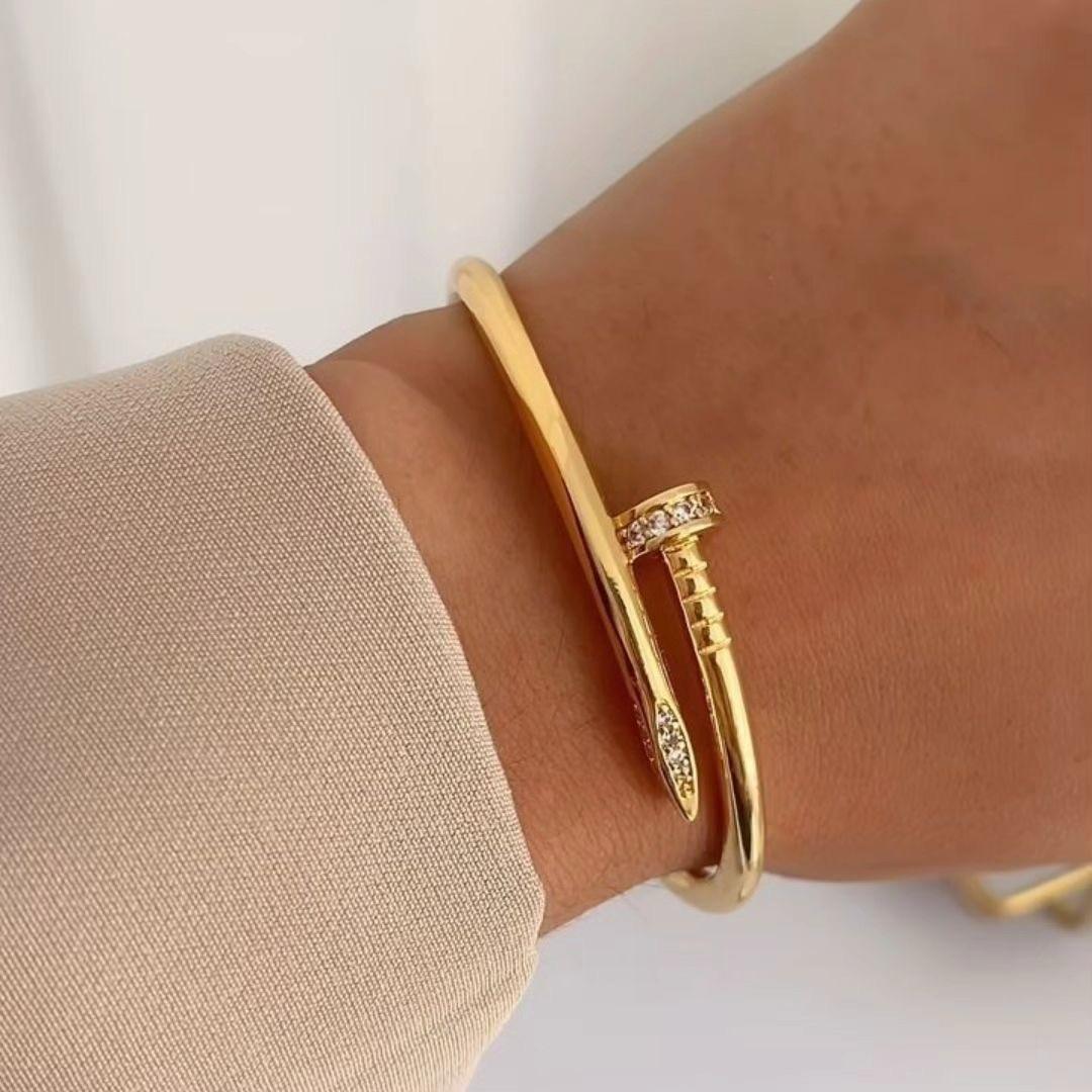 Bracelet Clou avec strass en acier inoxydable