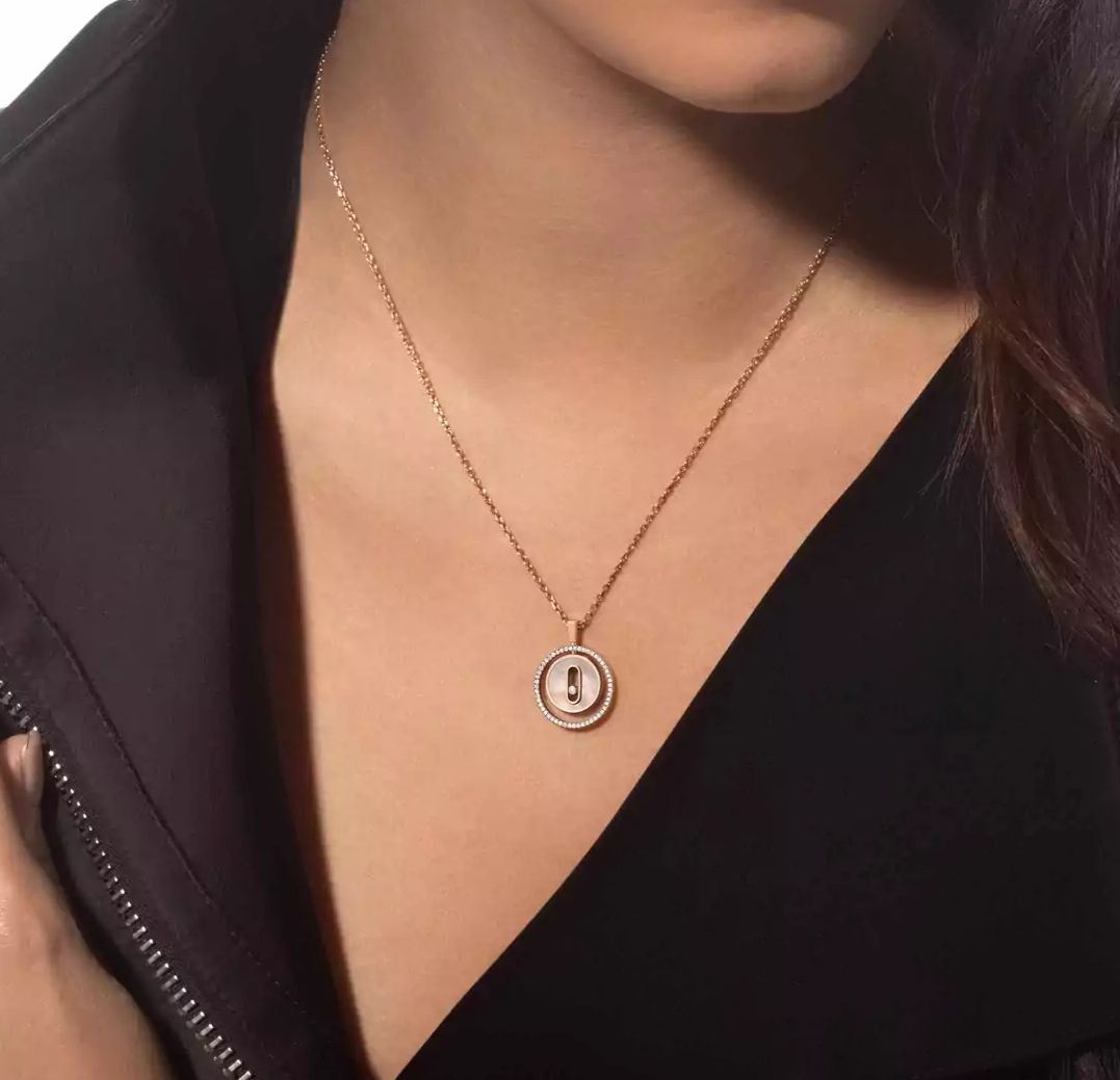 Collier Messika nacre strass en acier inoxydable