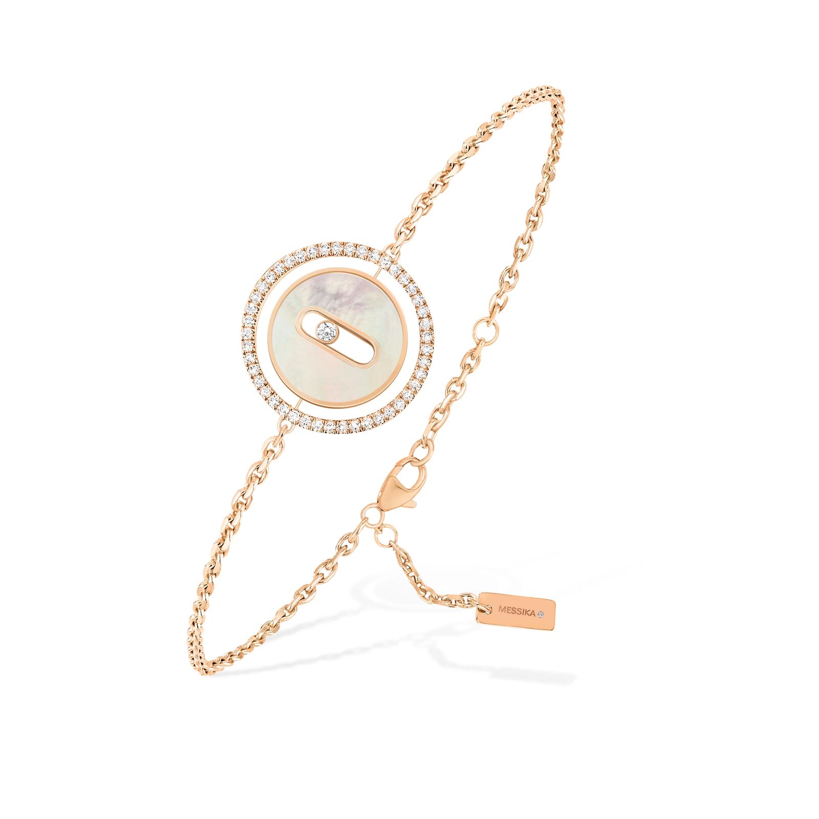 Gourmette Messika nacre strass en acier inoxydable