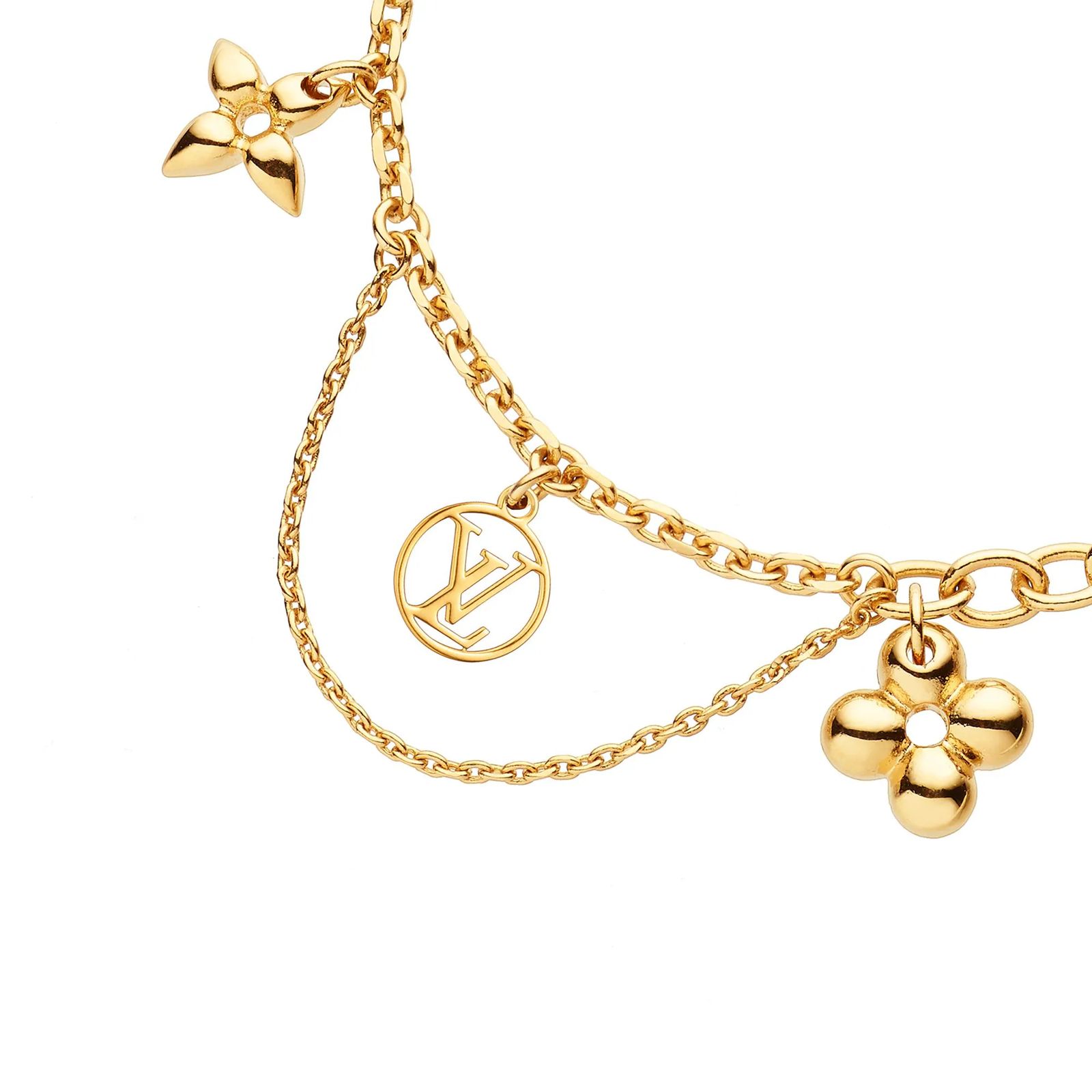Gourmette Louis Vuitton doré en acier inoxydable