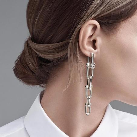 Boucles d'oreilles Tiffany & Co en acier inoxydables