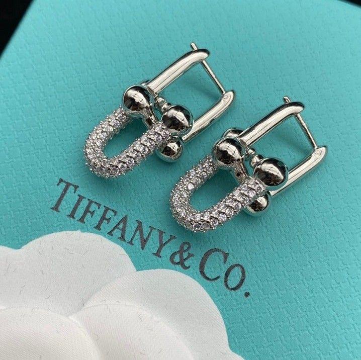 Boucles d’oreilles Tiffany & co avec strass en acier inoxydable