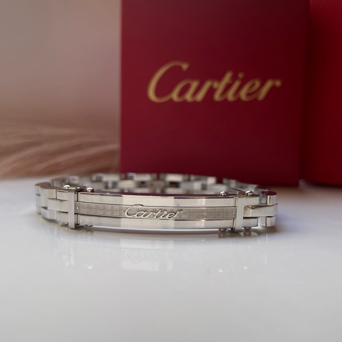 Bracelet hommes Cartier en acier avec packaging complet