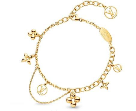 Gourmette Louis Vuitton doré en acier inoxydable