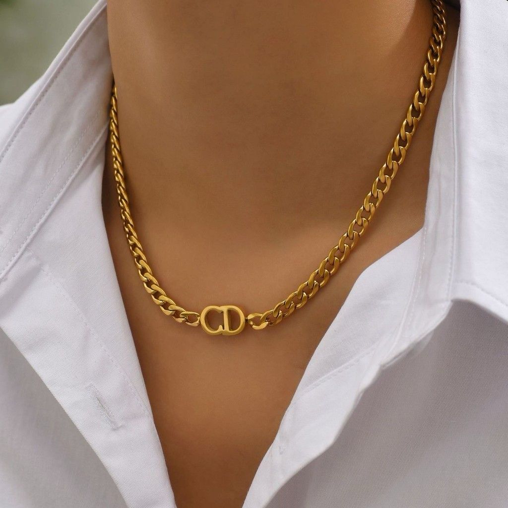 Collier femme DIOR CD en acier inoxydable