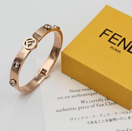 Bracelet Fendi avec strass en acier inoxydable