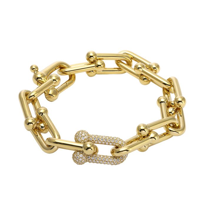 Gourmette Tiffany & Co avec strass en acier inoxydable