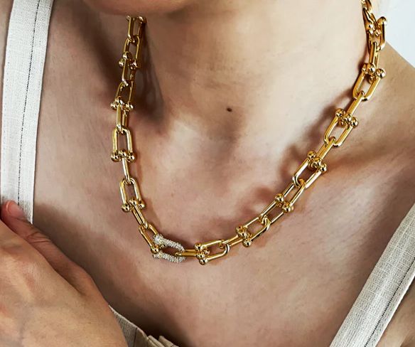 Collier Tiffany & Co avec strass en acier inoxydable