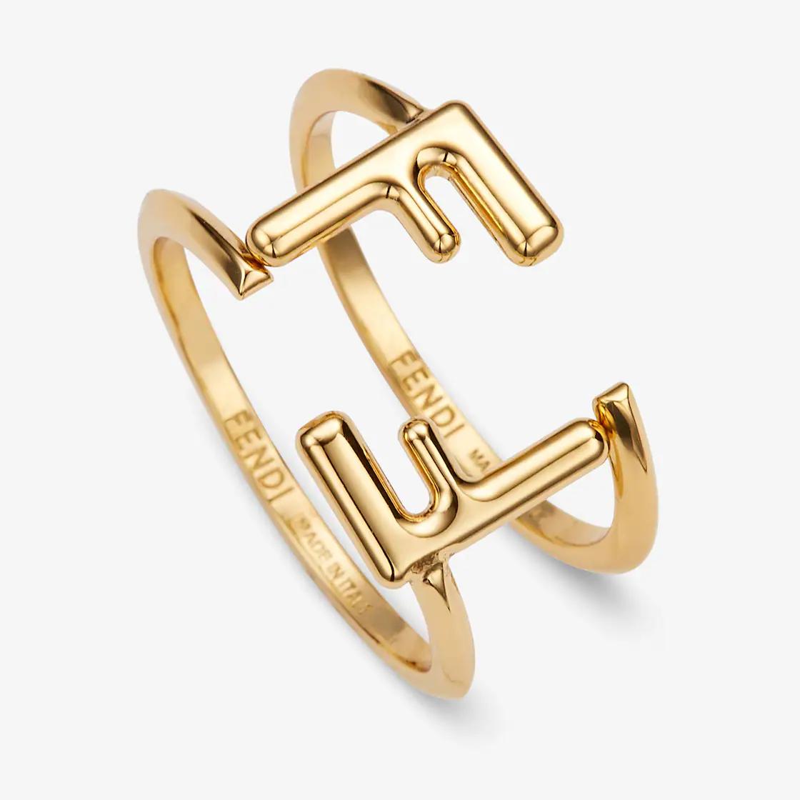 Bague Fendi double doré en acier inoxydable