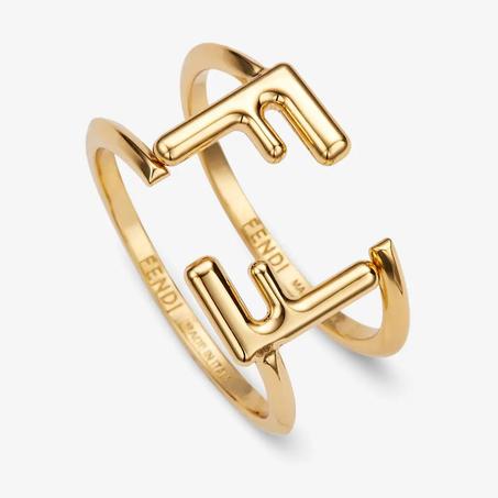 Bague Fendi double doré en acier inoxydable