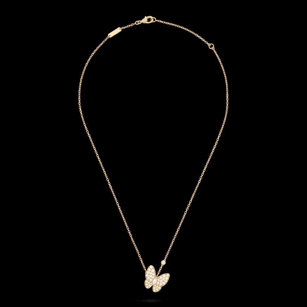 Collier Van cleef papillon strass doré en acier inoxydable