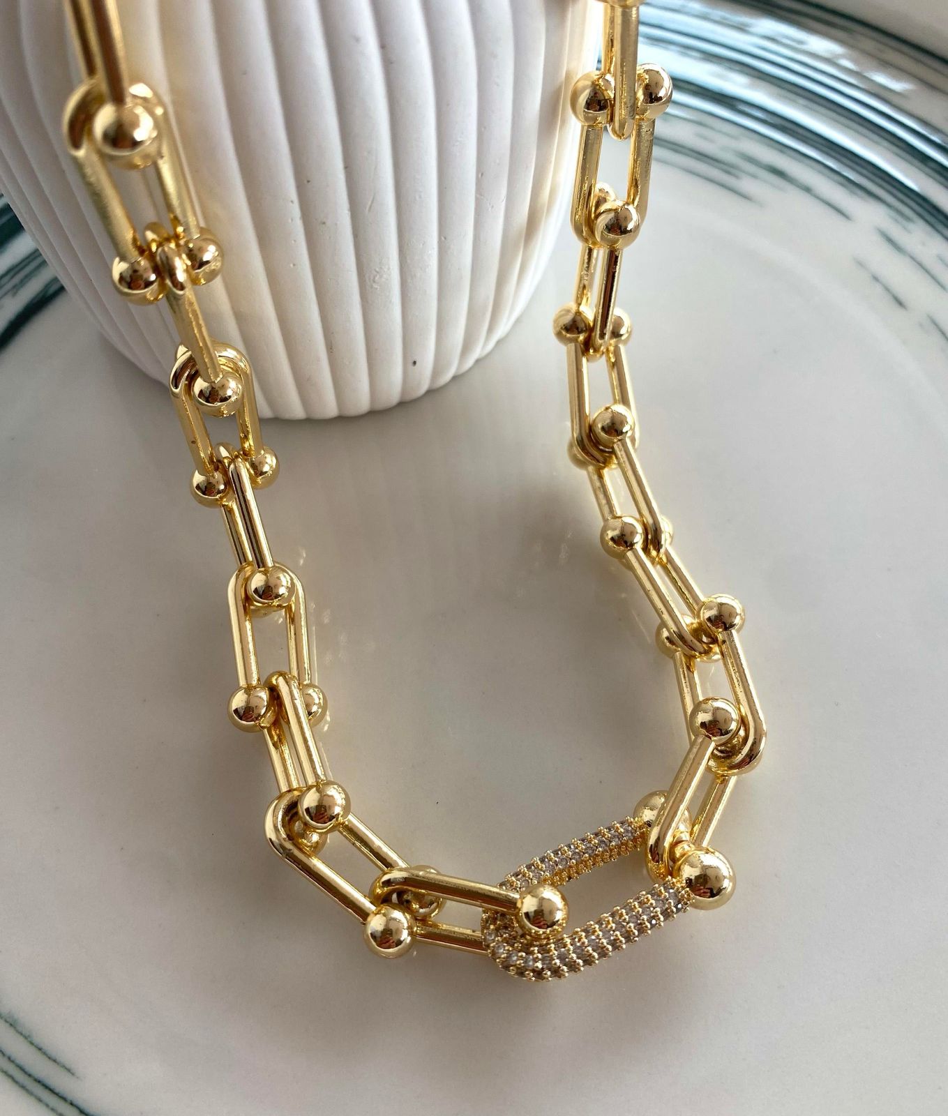 Collier Tiffany & Co avec strass en acier inoxydable