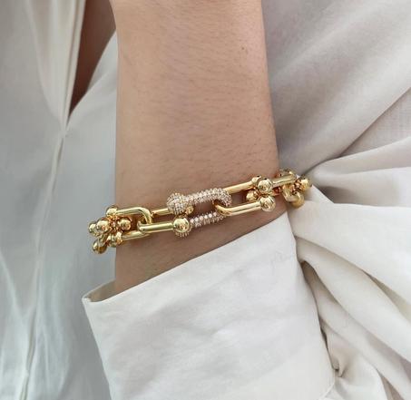 Gourmette Tiffany & Co avec strass en acier inoxydable