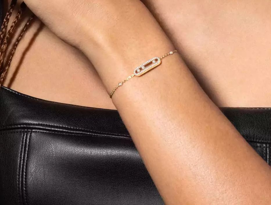 Gourmette Messika strass en acier inoxydable