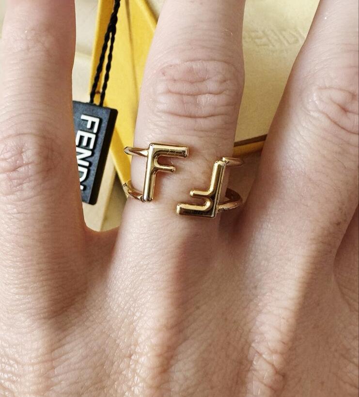 Bague Fendi double doré en acier inoxydable