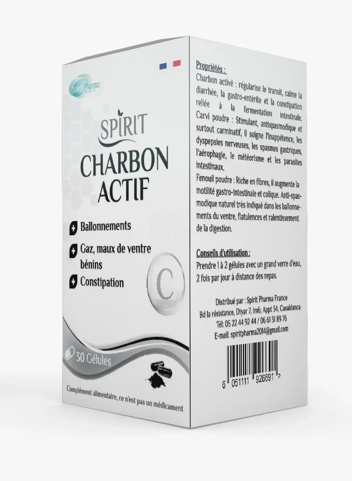 SPIRIT CHARBON ACTIF B30 GELULES