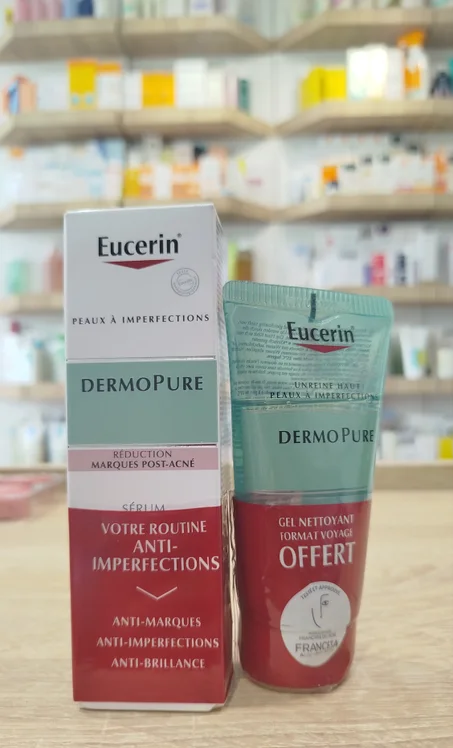 EUCERIN DERMOPURE SERUM TRIPLE ACTION 40ML+GEL NETTOYANT FORMAT VOYAGE OFFERT 75ML