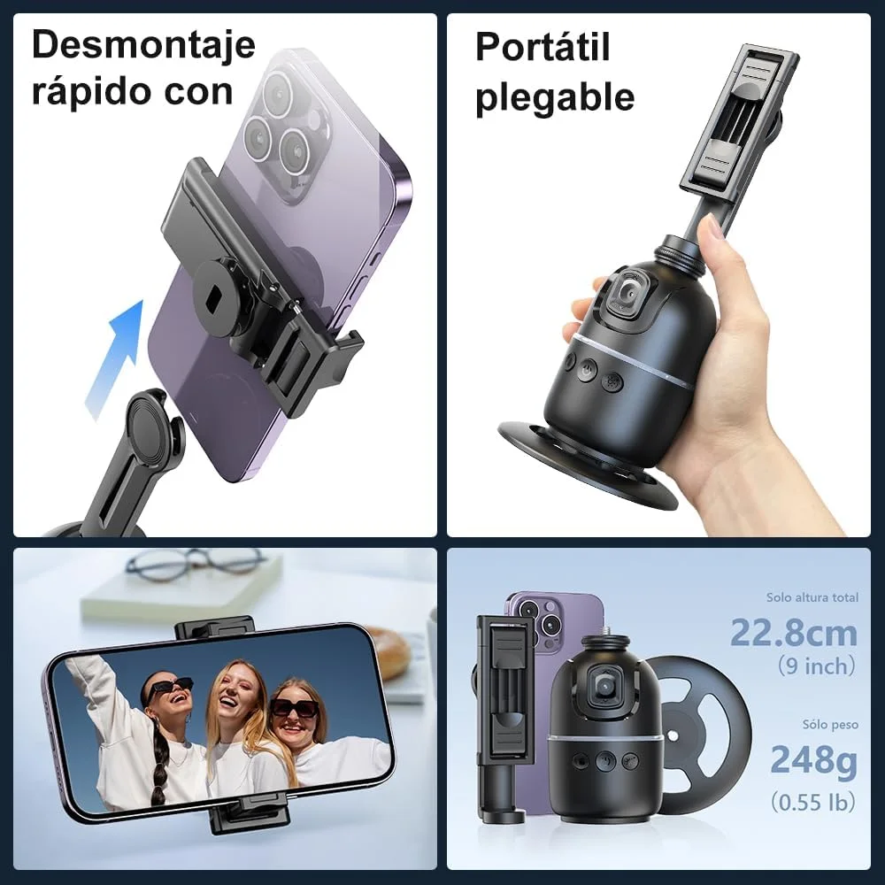 حامل للهاتف لتتبع الوجه 360 درجة