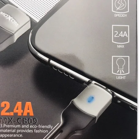 وصلة شحن / بيانات MX-CB09 موكسوم ألياف مع اضاءة LED دعم نقل عالي السرعة، شحن سريع 2.4A مادة ممتازة وصديقة للبيئة مزامنة سريعة لنقل البيانات Moxom Lightning / Micro / Type-C